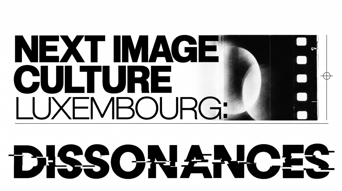 NEXT IMAGE CULTURE LUXEMBOURG poster with an abstract black-and-white film strip